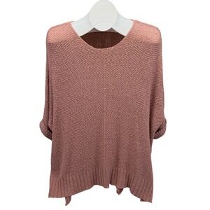 Easel Los Angeles Women's Sz Small Rose Pink Knit Oversized Sweater 3/4 Sleeve